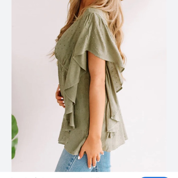 Bloomchic boho olive green flowey baby doll shirt. Size 18- NWT - Picture 7 of 9